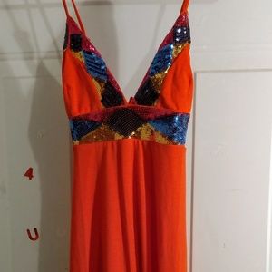 NWT ROCAWEAR SEXY Orange Sequins Dress Halter